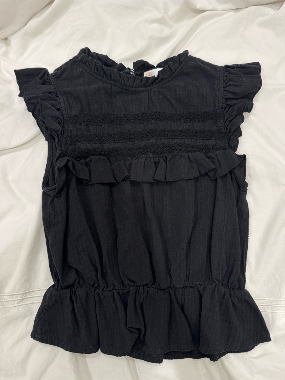 Gianni Bini Black Ruffle Smocked Top